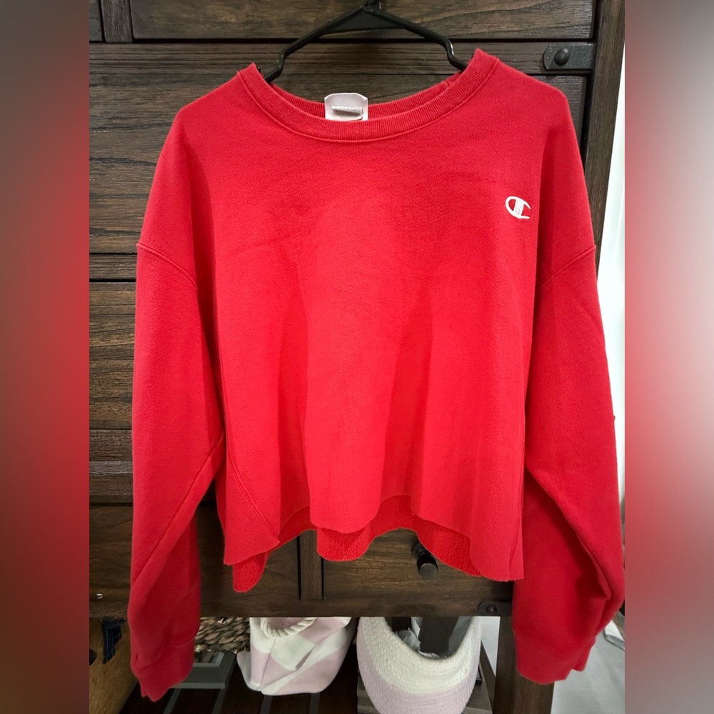 Champion Red Cropped Sweatshirt